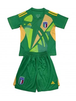 Italien Torwart Auswärts Trikotsatz für Kinder EM 2024 Kurzarm (+ Kurze Hosen)